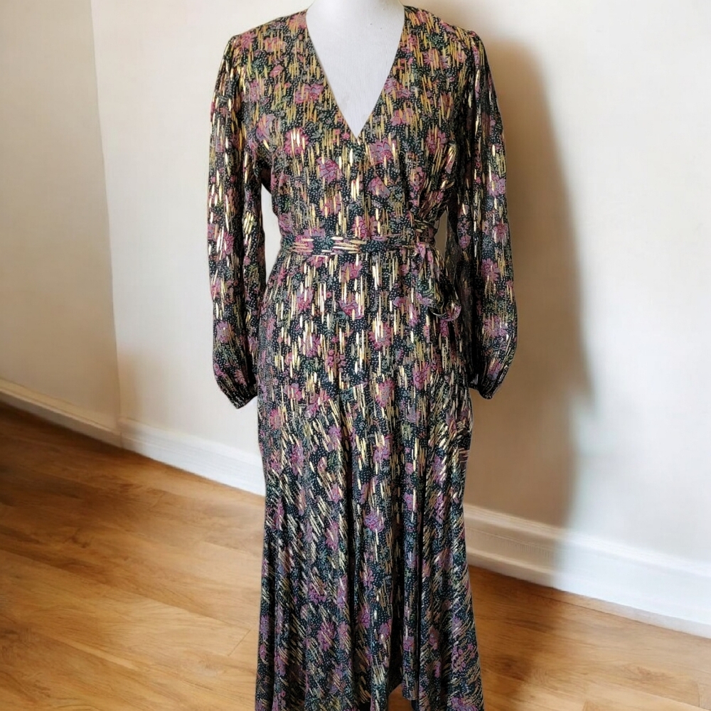 Anthropologie Caballero Moon Maxi Starlite Foil Maxi Dress S